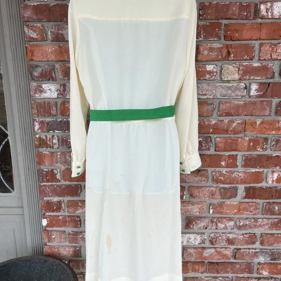 Vintage off white and green dress size medium - Picture 3 of 5